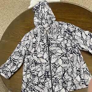 Navy  and White Butterfly Print Jacket Chicos